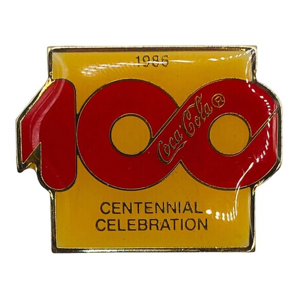 VTG Coca Cola 1986 100th Centennial Celebration Anniversary Lapel Hat PIN Enamel - Picture 1 of 6